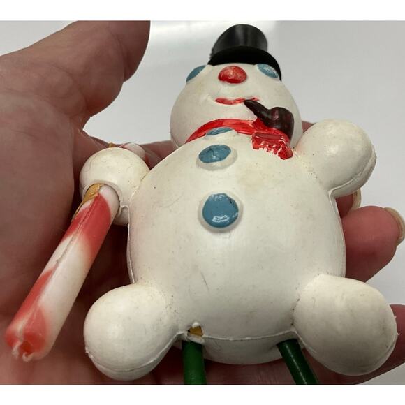 Vintage Snowman Table Top Figurine 50's Blow Mold 4.5" Hard Plastic Stand Alone - Picture 8 of 8